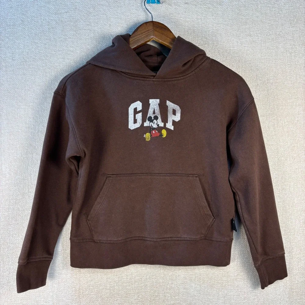 GAP x Disney Mickey Mouse Kids Brown Hoodie Sweatshirt Size M 8-9 Years